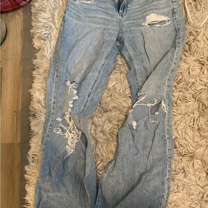 American Eagle Outfitters Ripped Light Blue Boyfriend Jeans